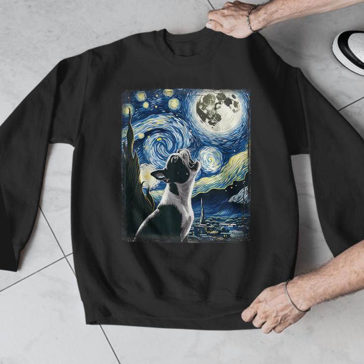 Boston Terrier Dog Art Van Gogh Starry Night Boston Terrier Men Graphic Sweatshirt, funny design