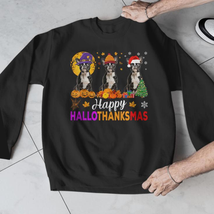 Boston Terrier Dog Halloween Christmas Hallothanksmas Men Women Kids Men Graphic Sweatshirt, Boston Terrier Christmas Gifts, Boston Terrier Halloween Gifts, funny design