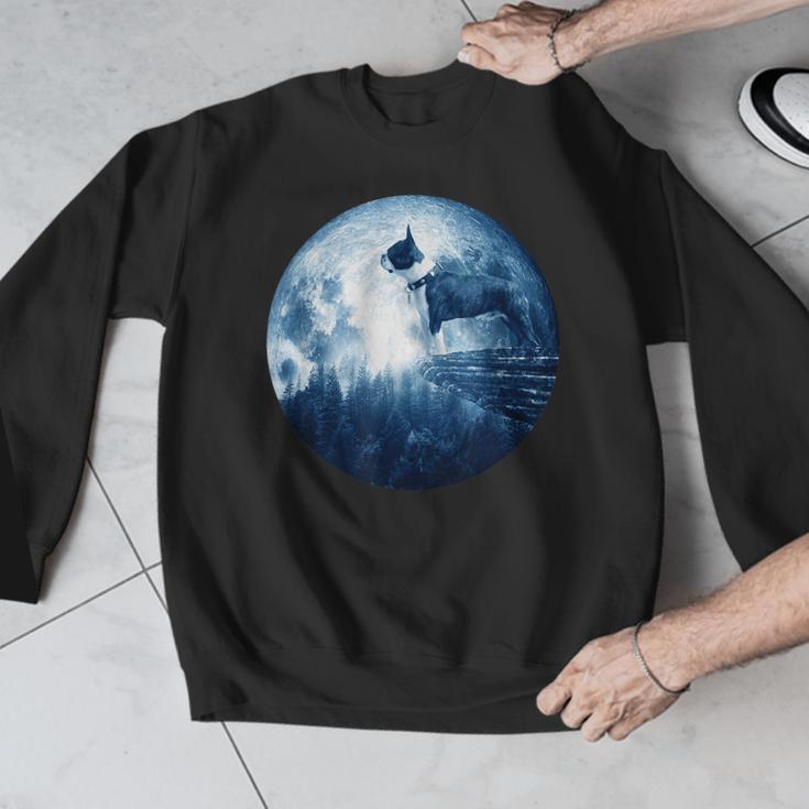 Boston Terrier Dog Moon Dog Mom Dad Women Men Dog Lovers Men Graphic Sweatshirt, Mom Gifts, Boston Terrier Dad Gifts, Boston Terrier Mom Gifts, funny design