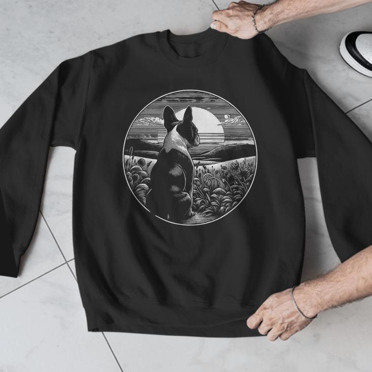 Boston Terrier Dog Nature Scene Graphic Art Men Women Girls Kids Men Graphic Sweatshirt, funny design