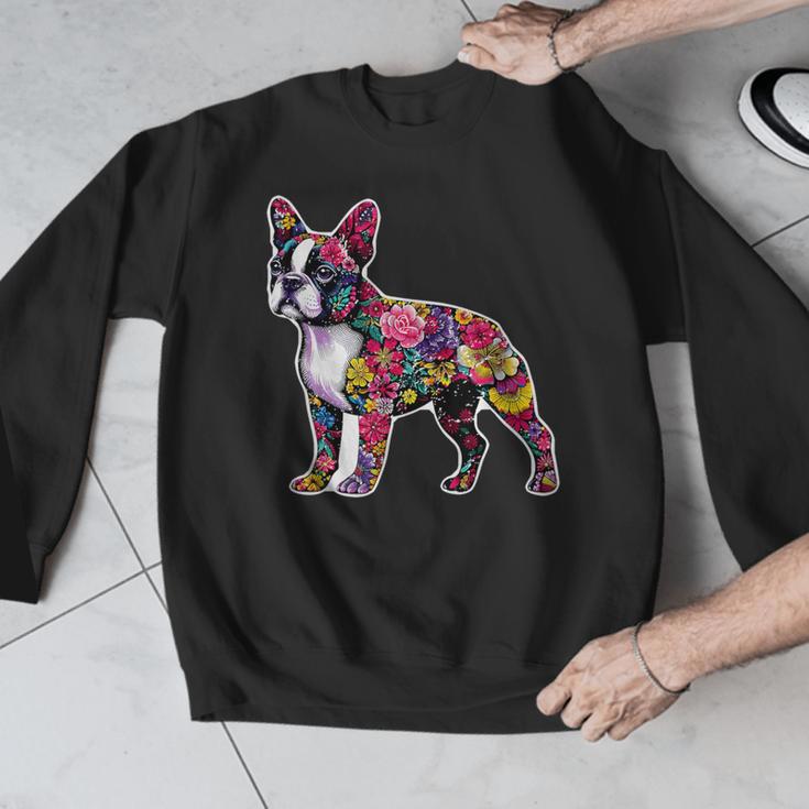 Boston Terrier Floral Dog Lover Vintage Distressed For Men Women Kids Men Graphic Sweatshirt, funny design