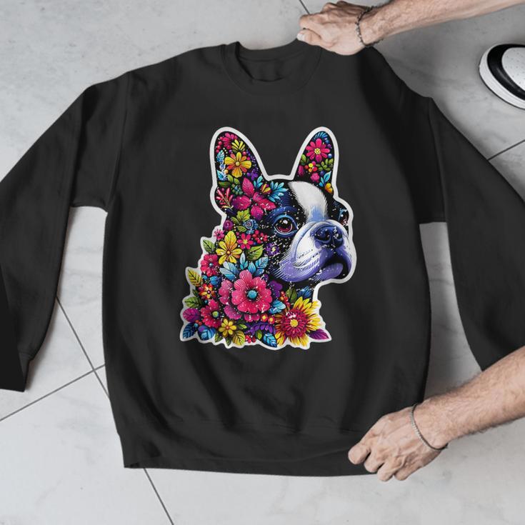 Boston Terrier Floral Vintage Dog Mom Distressed Men Women Kids Men Graphic Sweatshirt, Mom Gifts, Boston Terrier Mom Gifts, funny design