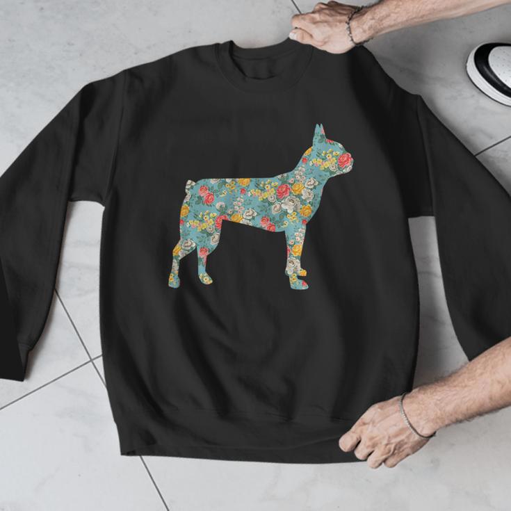 Boston Terrier Flower Silhouette Floral Dog Men Women Girls Kids Men Graphic Sweatshirt, funny design