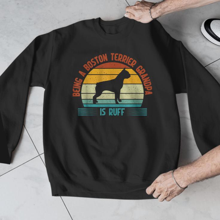 Being a Boston Terrier Grandpa Is Ruff Boston Terrier Men Graphic Sweatshirt, funny design