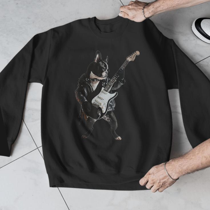 Boston Terrier Guitar Men Graphic Sweatshirt, funny design