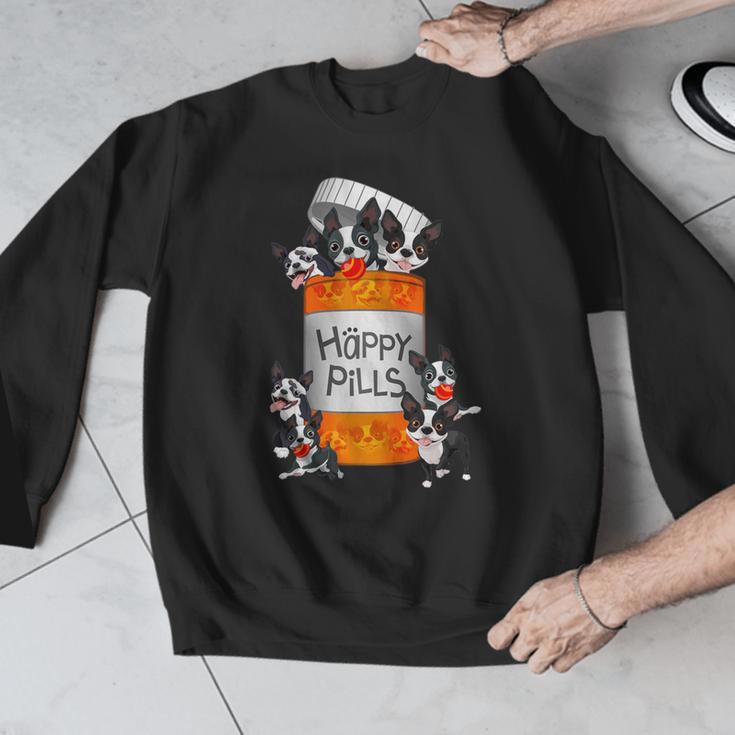 Boston Terrier Happy Pills T-Shirt Men Graphic Sweatshirt, funny design