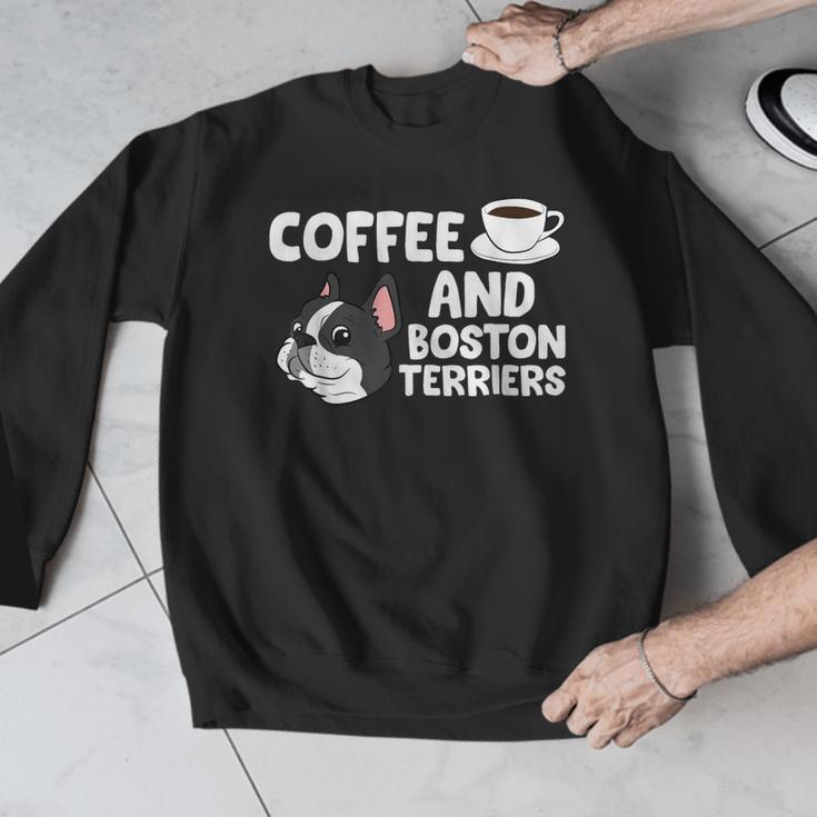Boston Terrier Lover Coffee And Boston Terriers Men Graphic Sweatshirt, funny design