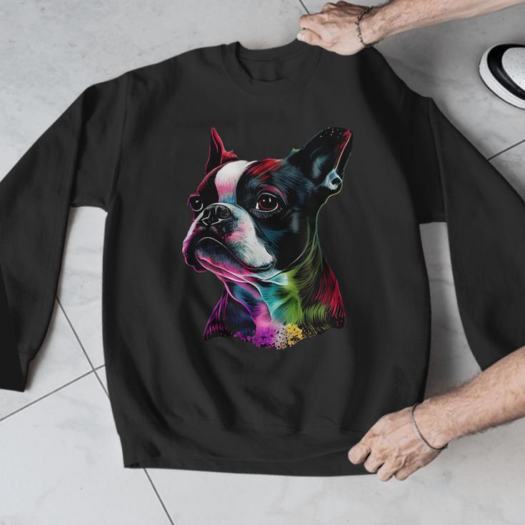 Boston Terrier Lovers Colorful Pop Art Boston Terrier Men Graphic Sweatshirt, funny design
