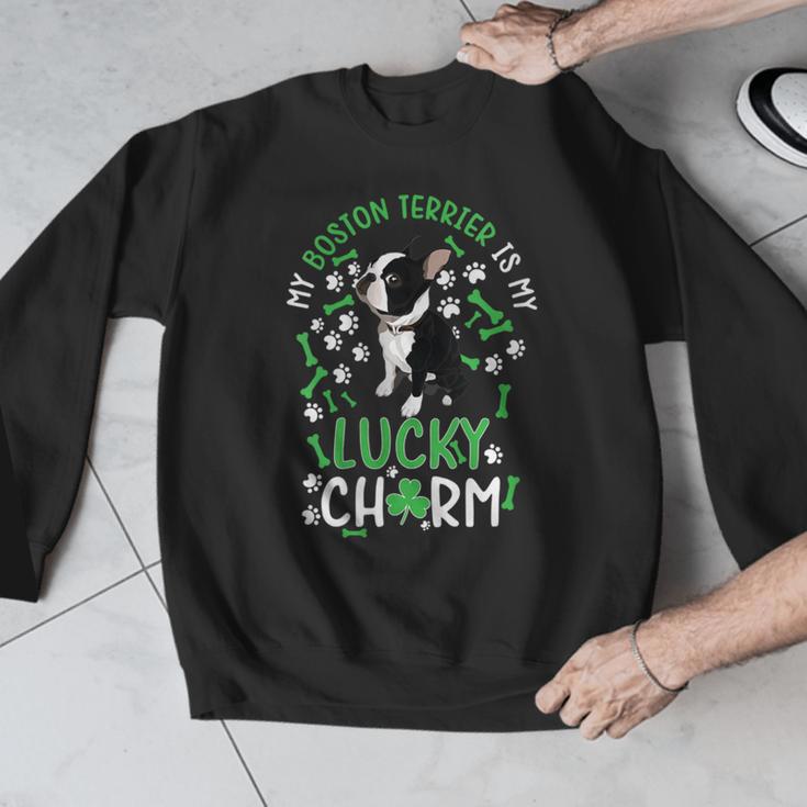 My Boston Terrier Is My Lucky Charm Paw Dog St Patrick's Day Men Graphic Sweatshirt, funny design
