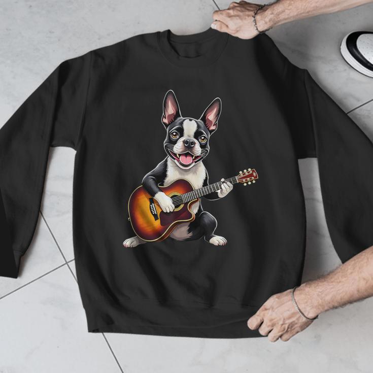 Boston Terrier Playing Guitar Boston Terrier Men Graphic Sweatshirt, funny design