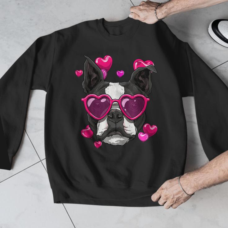 Boston Terrier Valentines Day Shirt Heart Dog Lover Men Graphic Sweatshirt, funny design