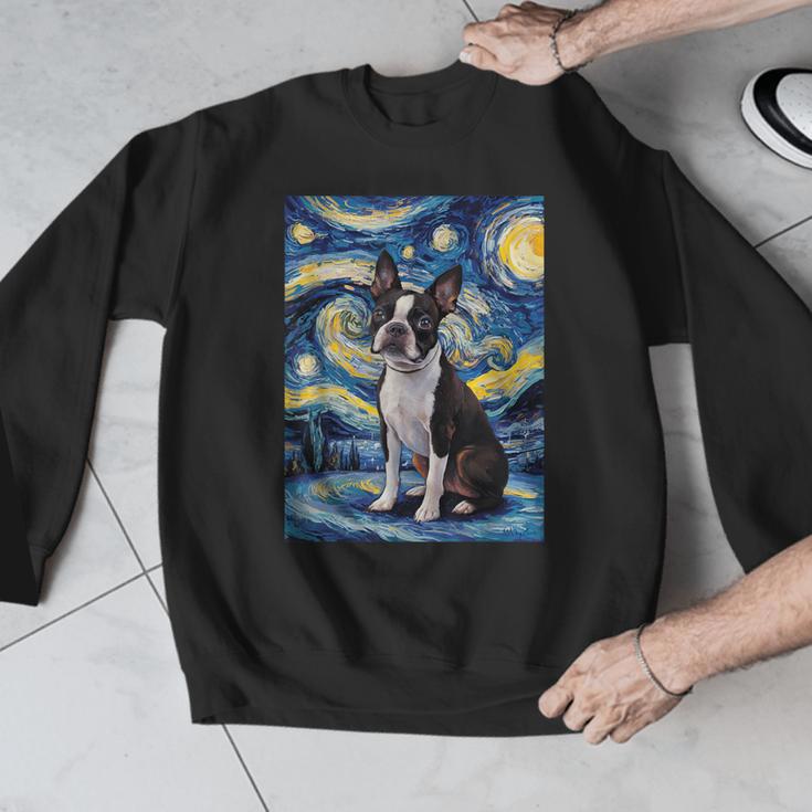 Boston Terrier Van Gogh Starry Night Men Graphic Sweatshirt, funny design
