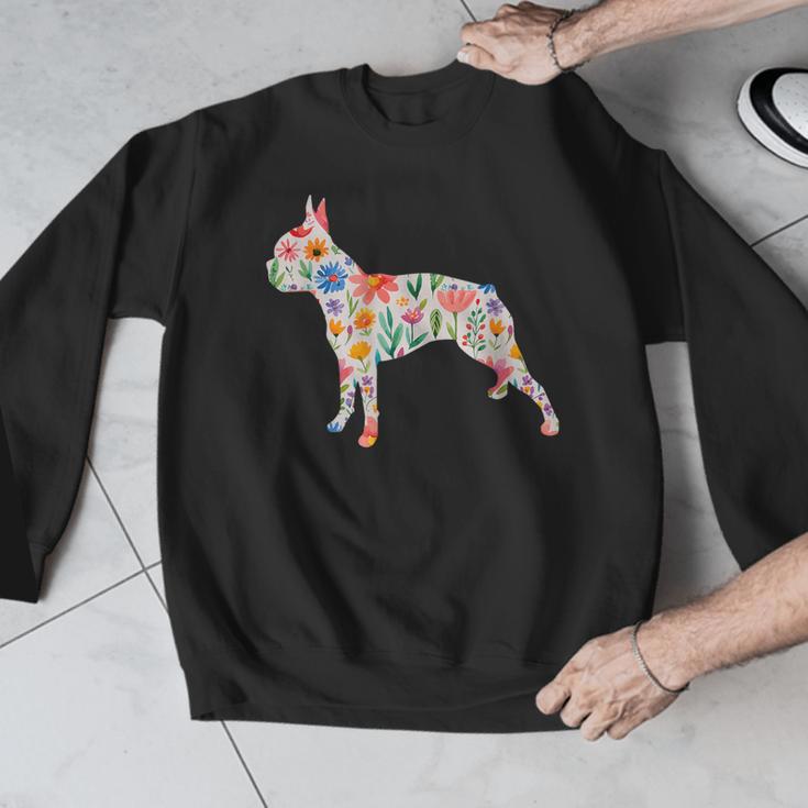Boston Terrier Watercolor Flowers Men Graphic Sweatshirt, funny design