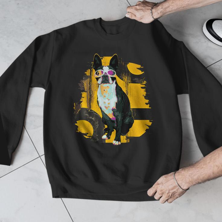 Boston Terrier s Mid-Century Modern Art s Street Grunge Men Graphic Sweatshirt, funny design