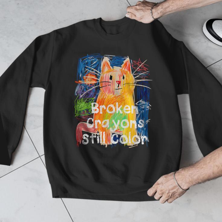 Broken Crayons Still Color Cat Teacher Men Graphic Sweatshirt, funny design Broken Crayons Still Color Cat Teacher Men Graphic Sweatshirt, funny design