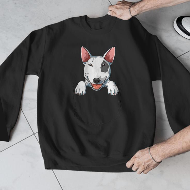 Bull Terrier Pocket Bull Terrier Peeking Out Pocket Men Graphic Sweatshirt, funny design