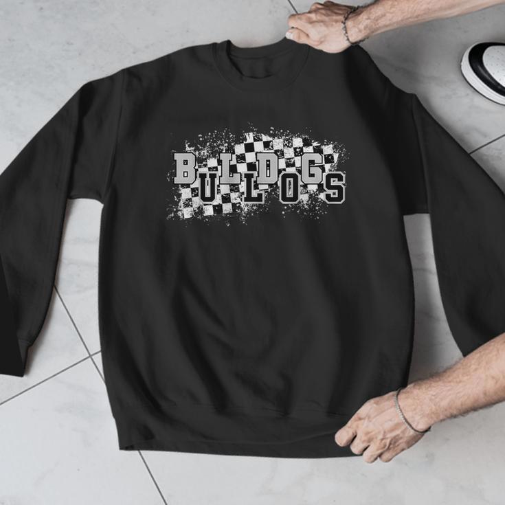 Bulldogs School Spirit Bulldog Pride Checkered Teacher Men Graphic Sweatshirt, funny design