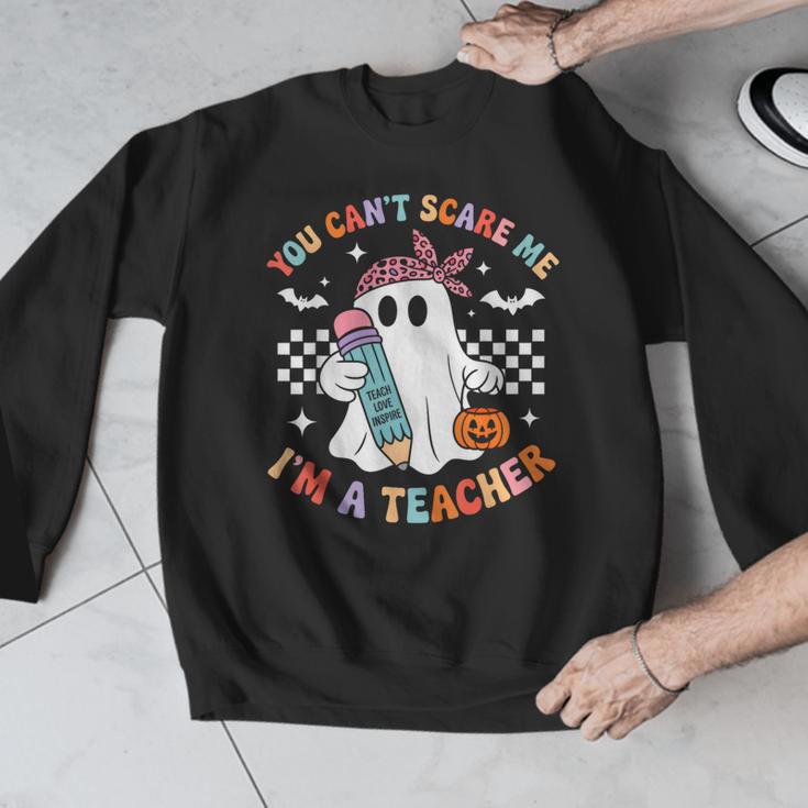 You Can't Scare Me I'm A Teacher Ghost Happy Halloween Men Graphic Sweatshirt, funny design