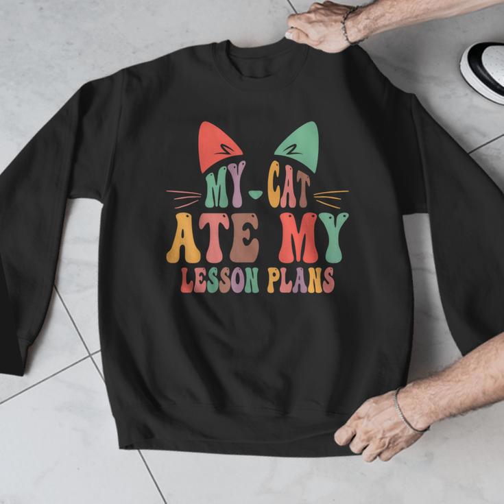 My Cat Ate My Lesson Plans Teacher Sarcastic Men Graphic Sweatshirt, funny design