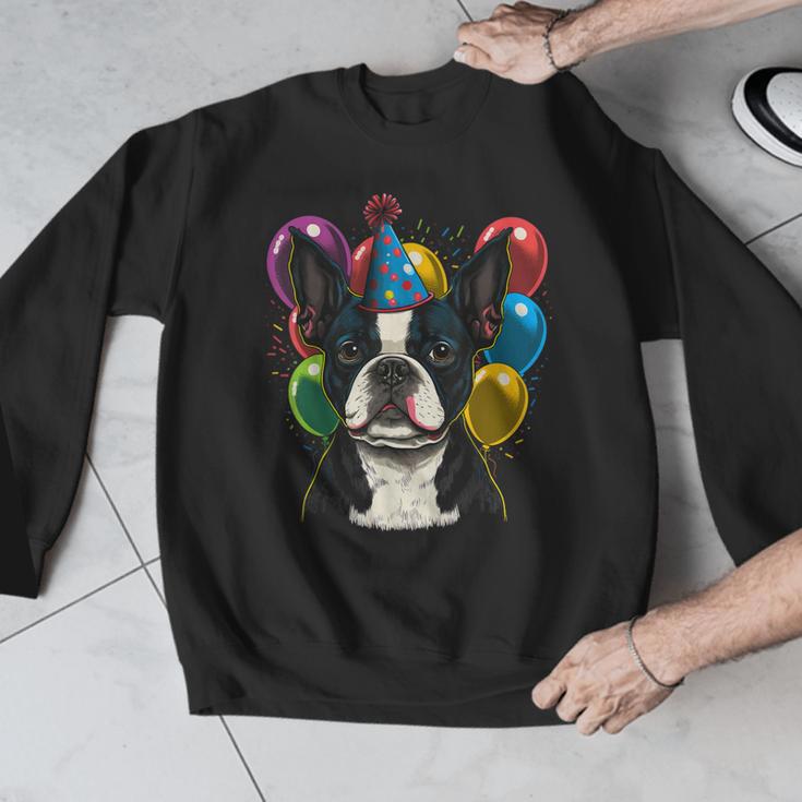 Celebration Event Birthday Party Boston Terrier Men Graphic Sweatshirt, funny design