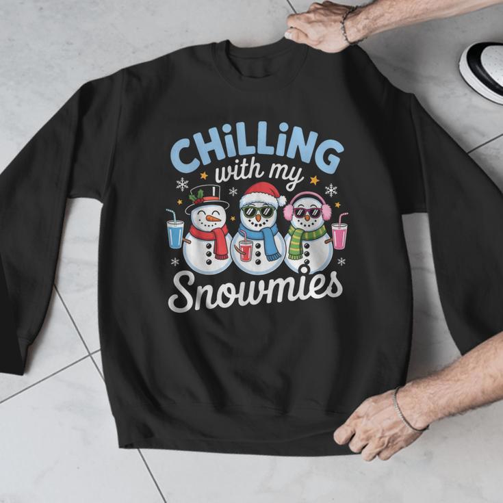 Chillin With My Snowmie Women Christmas Snowman Teacher Snow Men Graphic Sweatshirt, funny design Chillin With My Snowmie Women Christmas Snowman Teacher Snow Men Graphic Sweatshirt, funny design