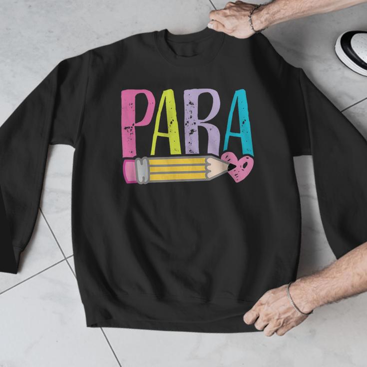 Colorful PARA Teacher Paraprofessional Cute Pencil Men Graphic Sweatshirt, funny design