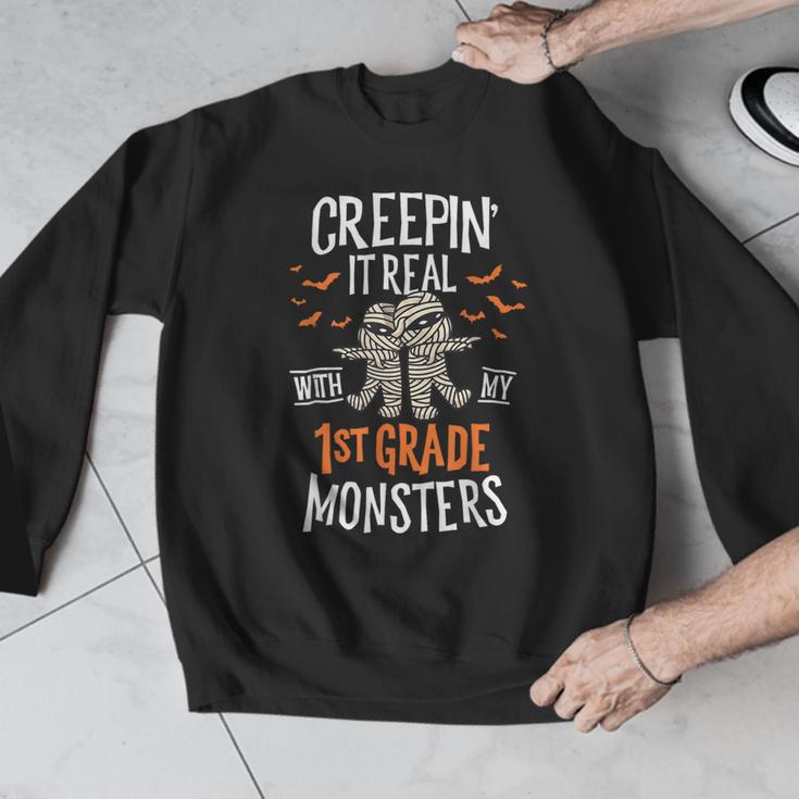 Creepin It Real With My 1st Grade Monsters Halloween Teacher Men Graphic Sweatshirt, funny design Creepin It Real With My 1st Grade Monsters Halloween Teacher Men Graphic Sweatshirt, funny design