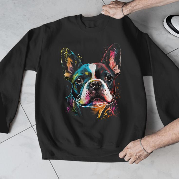 Cute Boston Terrier Puppy Dog Art Lover Unique Painting For Men Women Kids Men Graphic Sweatshirt, funny design