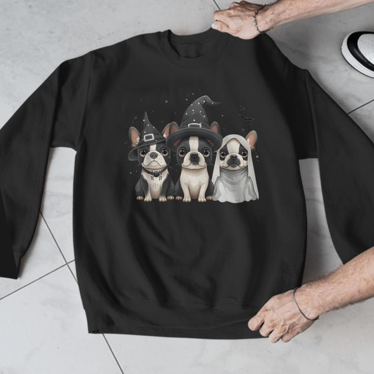 Cute Halloween Boston Terrier Dogs Witch Hat Ghost Dog For Men Women Kids Men Graphic Sweatshirt, Boston Terrier Ghost Gifts, Boston Terrier Halloween Gifts, funny design