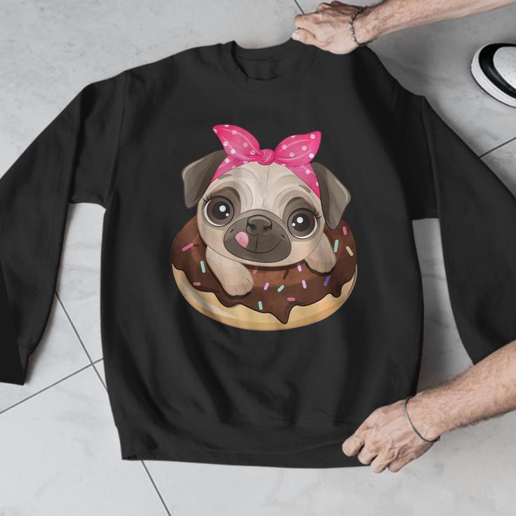 Cute Pug Shirt Donut Girls Dog Men Graphic Sweatshirt, funny design