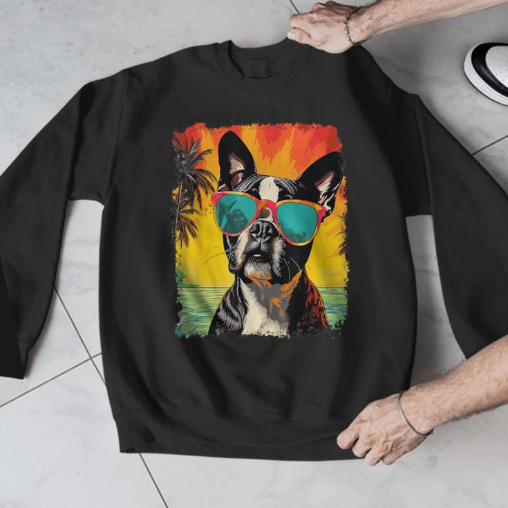 Dog Boston Terrier Hawaiian Men Graphic Sweatshirt, funny design