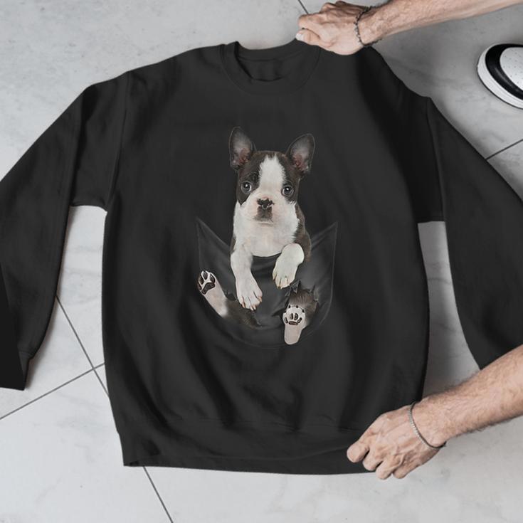 Dog Lovers Boston Terrier In Pocket Dog Face For Men Women Kids Men Graphic Sweatshirt, funny design