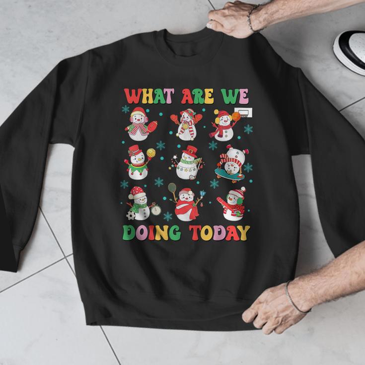 What Are We Doing Today PE Teacher Snowman Christmas Men Graphic Sweatshirt, Pe Teacher Gifts, funny design What Are We Doing Today PE Teacher Snowman Christmas Men Graphic Sweatshirt, Pe Teacher Gifts, funny design