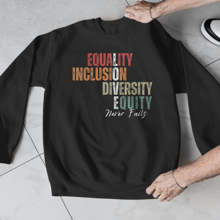 Equality Inclusion Diversity Equity Love Never Fails Teacher Men Graphic Sweatshirt, funny design Equality Inclusion Diversity Equity Love Never Fails Teacher Men Graphic Sweatshirt, funny design
