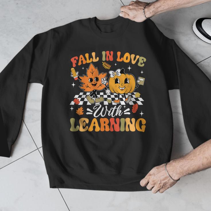 Fall In Love With Learning Fall Teacher Thanksgiving Retro Men Graphic Sweatshirt, funny design Fall In Love With Learning Fall Teacher Thanksgiving Retro Men Graphic Sweatshirt, funny design