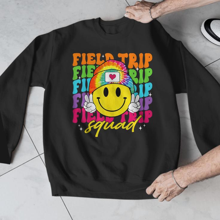 Field Trip Squad Groovy Field Day Smile Face Teacher Tie Dye Men Graphic Sweatshirt, Groovy Teacher Gifts, funny design Field Trip Squad Groovy Field Day Smile Face Teacher Tie Dye Men Graphic Sweatshirt, Groovy Teacher Gifts, funny design