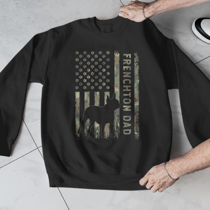 Frenchton Dad French Bulldog Boston Terrier Camo USA Flag Men Graphic Sweatshirt, Boston Terrier Dad Gifts, French Bulldog Dad Gifts, funny design