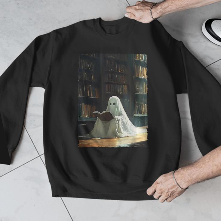 Ghost Library Halloween Book Reading Books Lover Teacher Men Graphic Sweatshirt, funny design