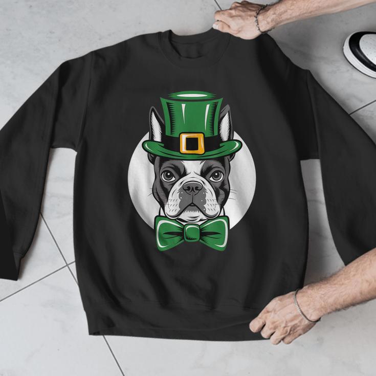 Green Boston Terrier Shamrock St Patricks Day Boston Terrier Men Graphic Sweatshirt, funny design