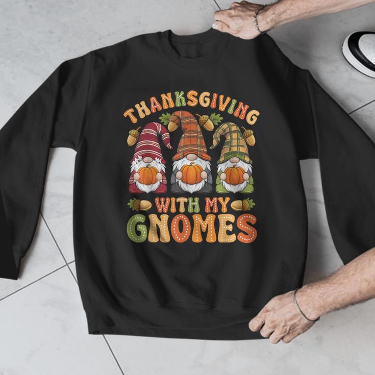 Groovy Thanksgiving With My Gnomie Women Teacher Fall Gnome Men Graphic Sweatshirt, Groovy Teacher Gifts, funny design