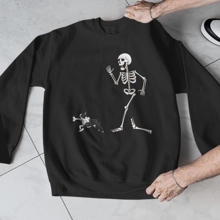 Halloween Boston Terrier And Skeleton Men Graphic Sweatshirt, Boston Terrier Halloween Gifts, funny design