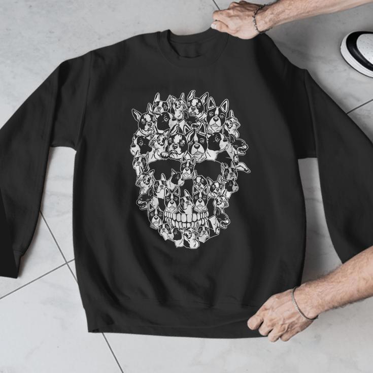 Halloween Costume Skull Boston Terrier Dog Lover Men Graphic Sweatshirt, Boston Terrier Halloween Gifts, funny design