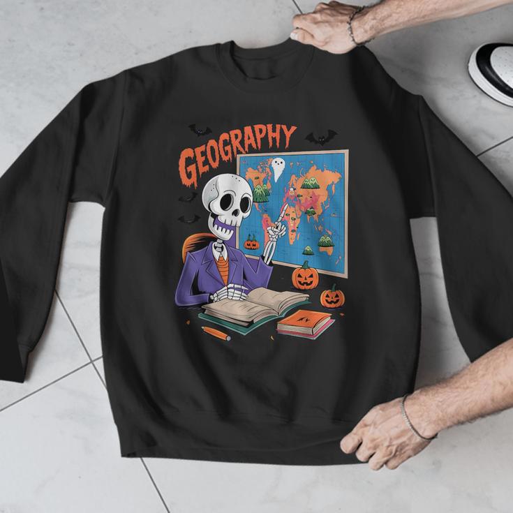 Halloween Skeleton Geography Teacher Pumpkin Bats Classroom Men Graphic Sweatshirt, funny design Halloween Skeleton Geography Teacher Pumpkin Bats Classroom Men Graphic Sweatshirt, funny design