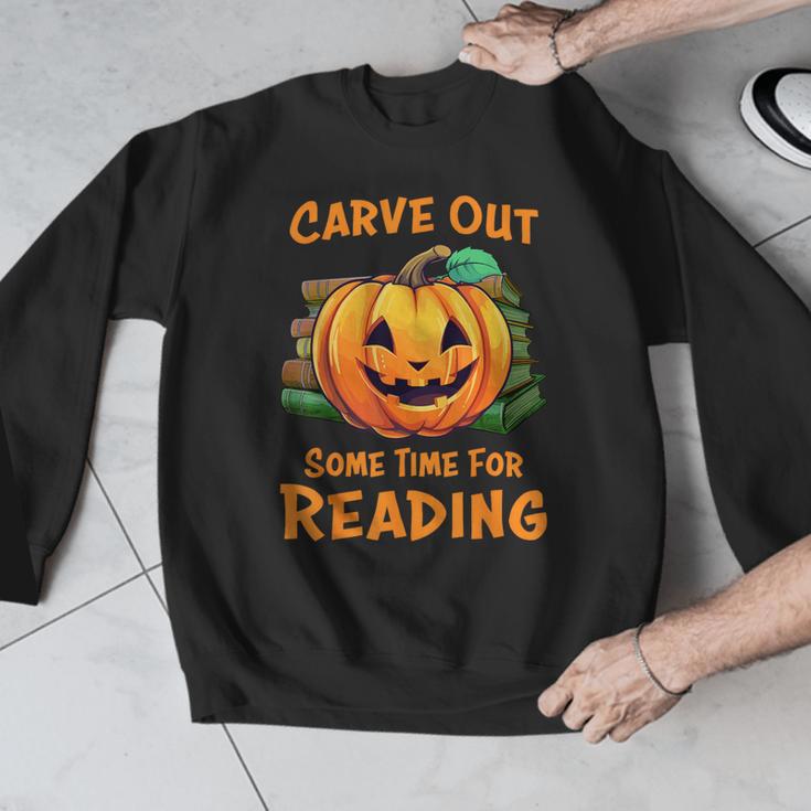 Halloween Teacher Librarian Pumpkin Reading Books Men Women Kids Men Graphic Sweatshirt, funny design