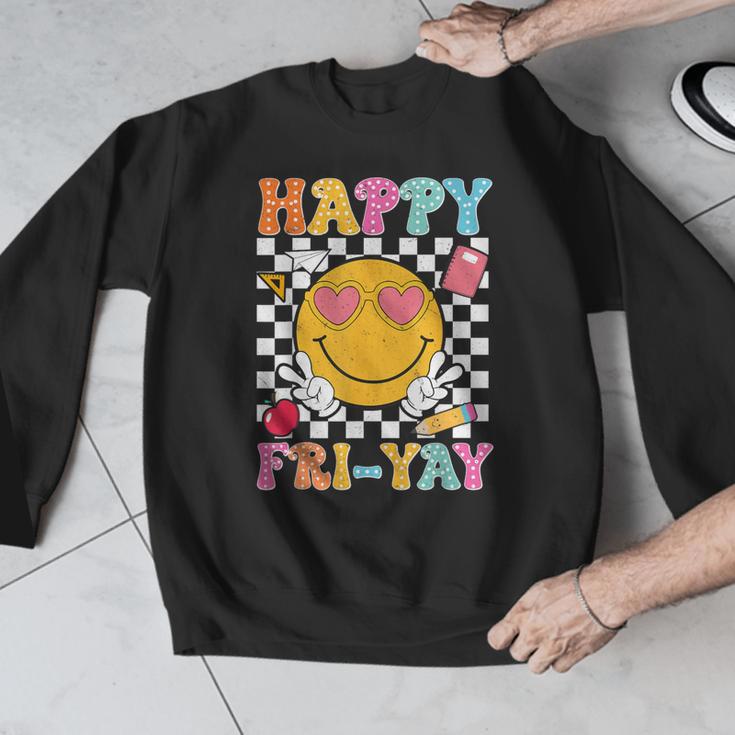 Happy Fri-Yay Groovy Teacher Friday Weekend Fri Yay Men Graphic Sweatshirt, Groovy Teacher Gifts, funny design