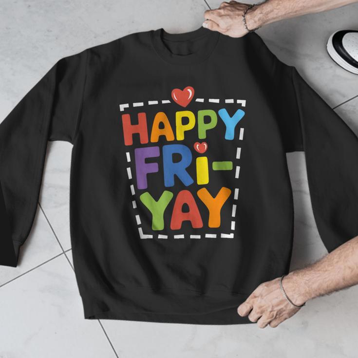 Happy Fri-Yay Teacher Life Weekend Pun Happy Friday Men Graphic Sweatshirt, funny design
