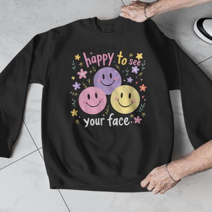 Happy To See Your Face Smile Face Teacher Back To School Men Graphic Sweatshirt, funny design Happy To See Your Face Smile Face Teacher Back To School Men Graphic Sweatshirt, funny design