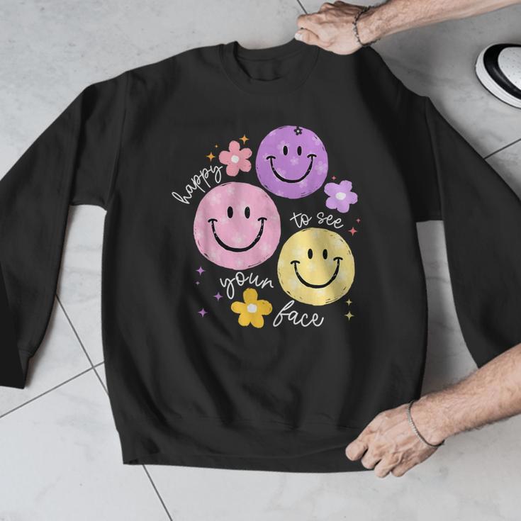 Happy To See Your Face Teacher Flower Back To School Men Graphic Sweatshirt, funny design Happy To See Your Face Teacher Flower Back To School Men Graphic Sweatshirt, funny design