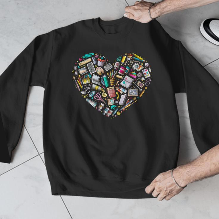 Heart Shape Art Teacher And Painting Sketching Artist Men Graphic Sweatshirt, funny design