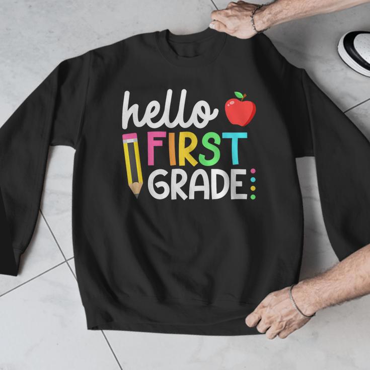 Hello First Grade Team 1st Grade Back To School Teacher Kids Men Graphic Sweatshirt, First Grade Teacher Gifts, funny design Hello First Grade Team 1st Grade Back To School Teacher Kids Men Graphic Sweatshirt, First Grade Teacher Gifts, funny design
